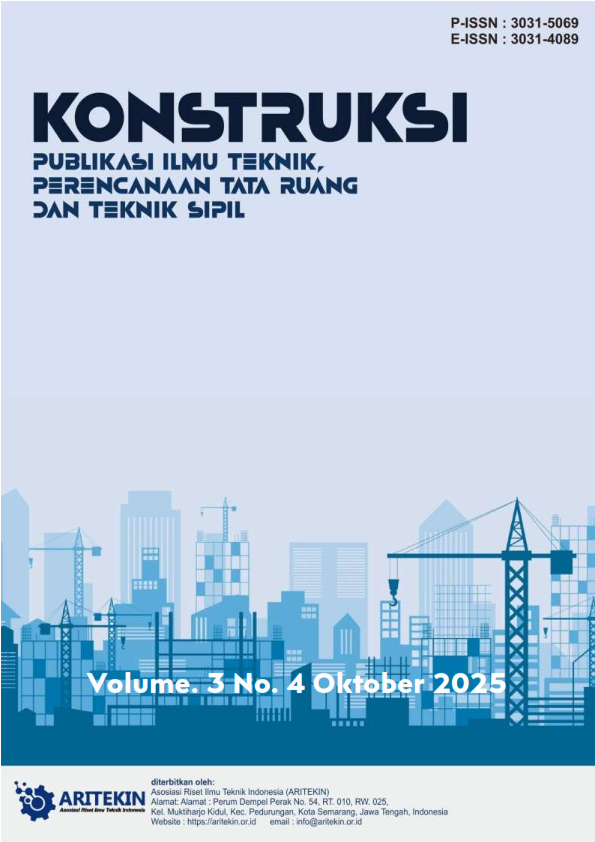 					View Vol. 3 No. 4 (2025): Oktober : Konstruksi: Publikasi Ilmu Teknik, Perencanaan Tata Ruang dan Teknik Sipil
				